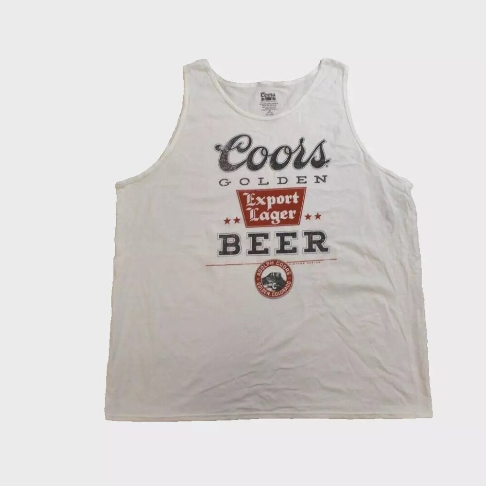 Coors Mens Coors Golden Export Lager Beer White Tank Top Shirt New 3XL